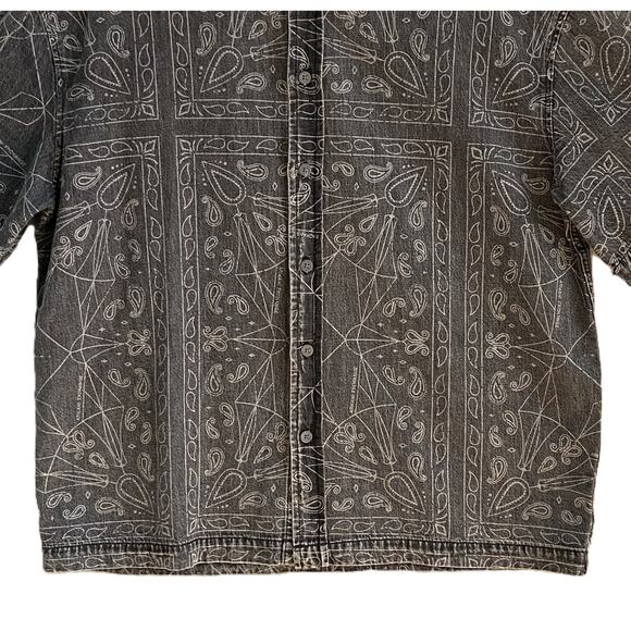 Armani Exchange Shirt Men's Large Regular Fit Short Sleeve Charcoal Paisley NEW - Picture 3 of 13